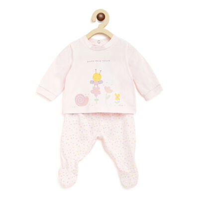 Printed Long-sleeve 2Pcs Set Pink